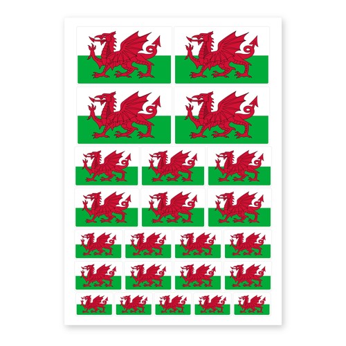 Wales flag stickers welsh - x,