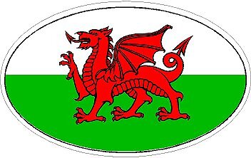 Wales oval flag stickers - wales,