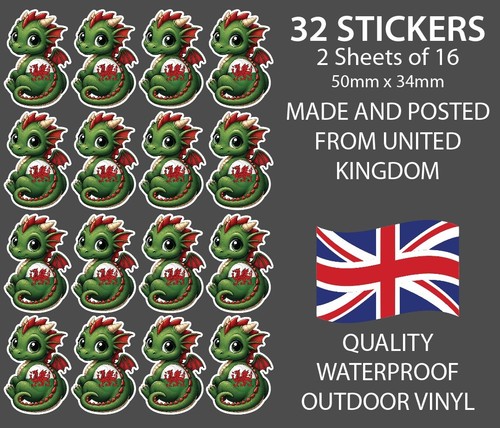 Wales welsh dragon stickers - wales, 32