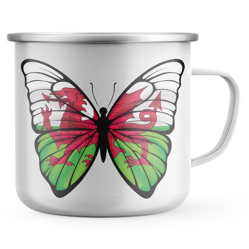 Wales butterfly enamel - wales,