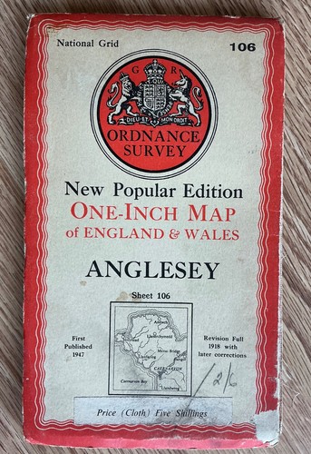 Vintage 1951 map anglesey - 1951, os